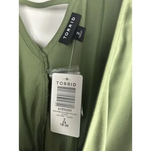 NWT Torrid Babydoll Challis Sharkbite Flutter Sleeve Top Green Plus Size 2 2X - Picture 8 of 16